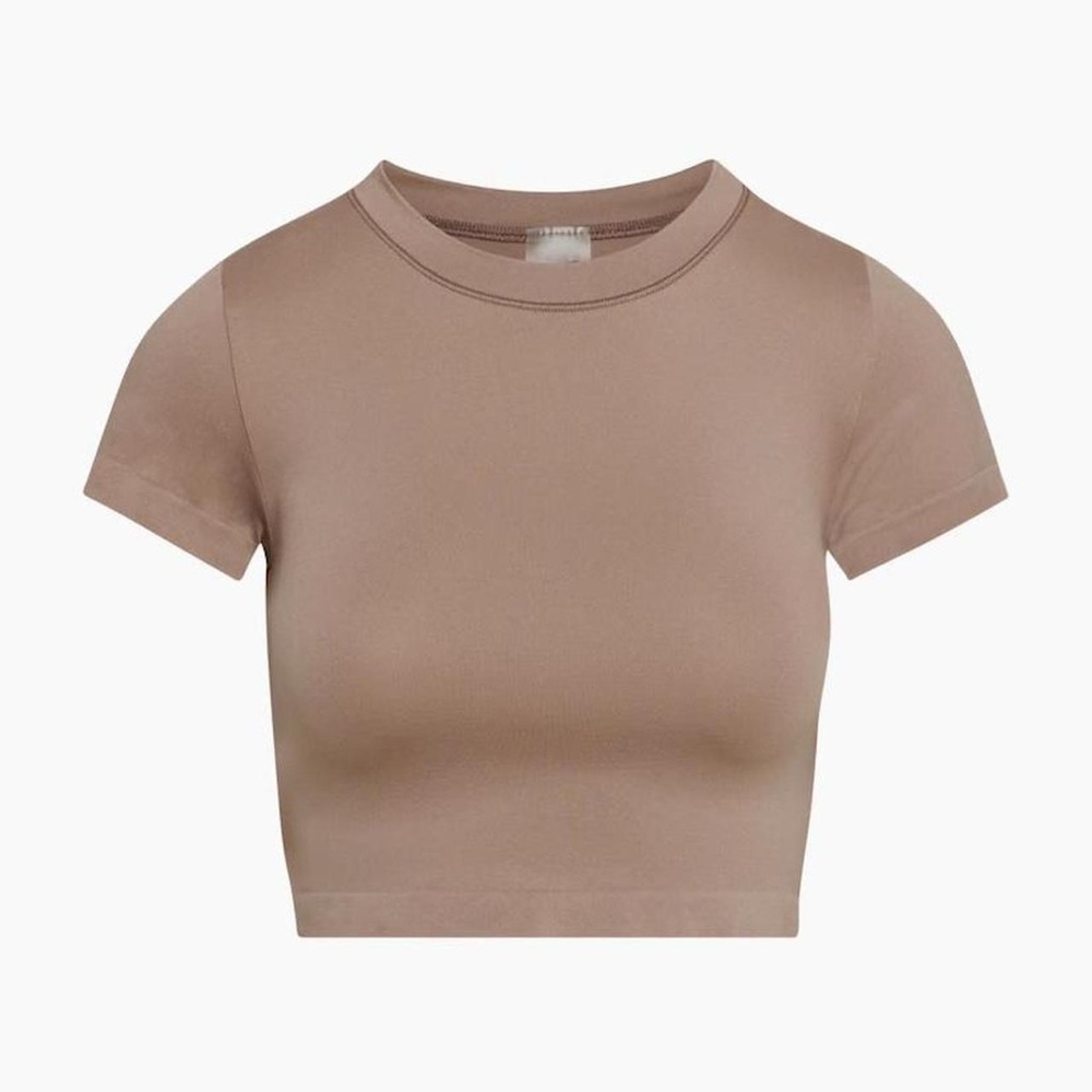 Aritzia Smooth Seamless Willow Cropped T-Shirt Deep Taupe size XS